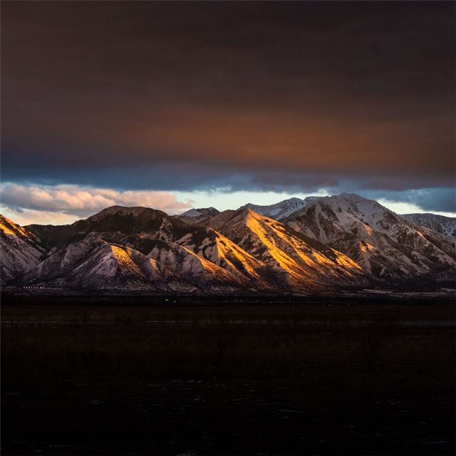 1024x1024 brown white mountains under sky 5k - mountains iPad Wallpaper