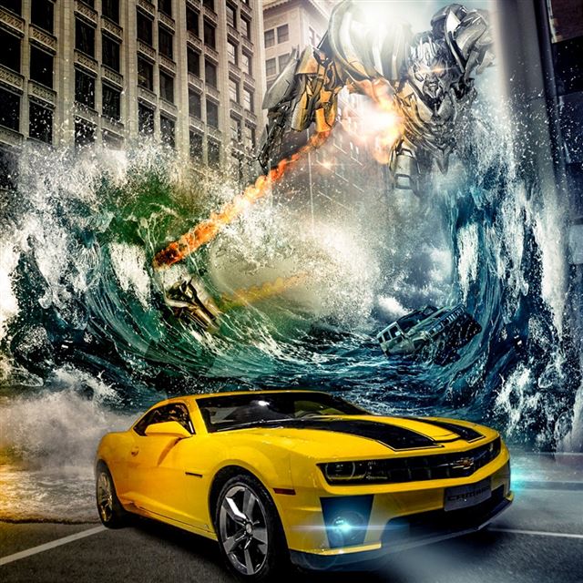 1024x1024 Transformers City - green iPad Wallpaper