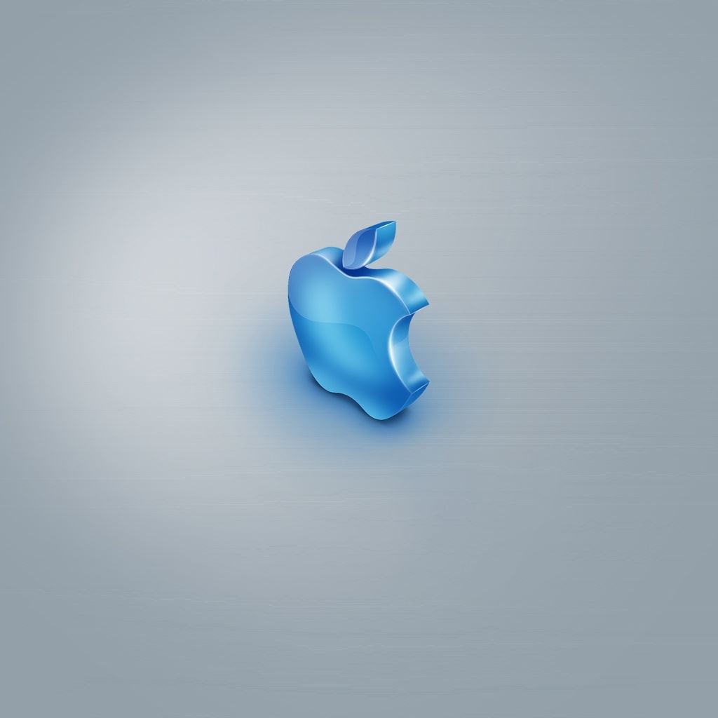 Spilled Apple logo on a blue background 2K wallpaper download