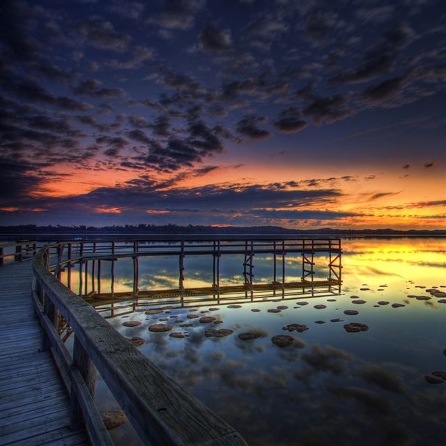 1024x1024 Sunset Sea Promenade - sunset iPad Wallpaper