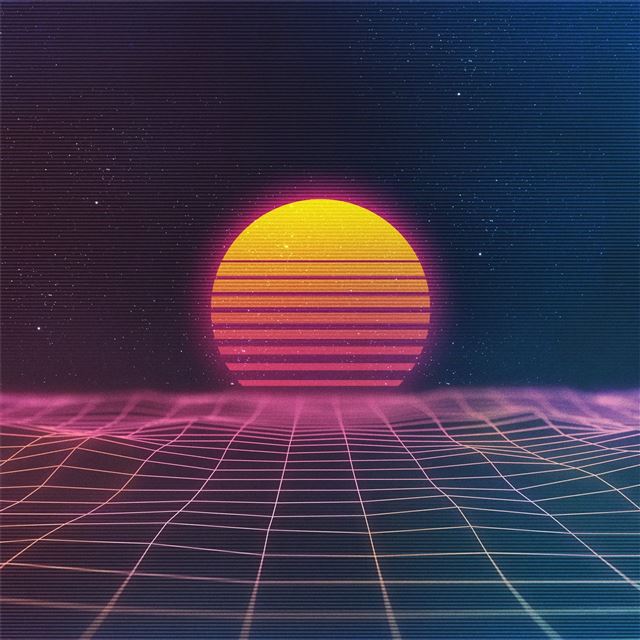 1024x1024 retro waves 4k -  iPad Wallpaper