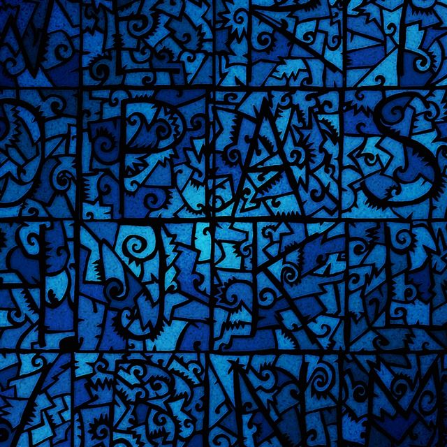 1024x1024 Blue Stained Glass - letter iPad Wallpaper
