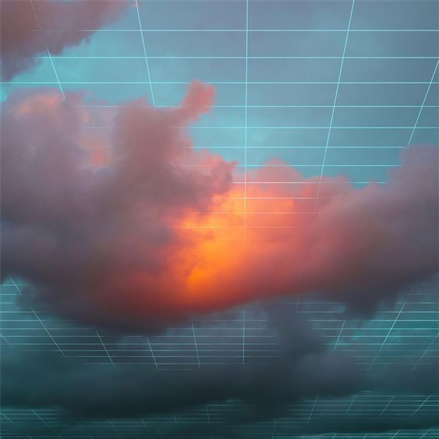1024x1024 grid clouds abstract 4k - artwork iPad Wallpaper