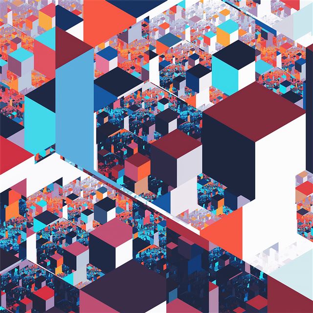 1024x1024 land of cubes 4k - digital art iPad Wallpaper