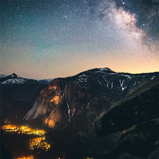 1024x1024 mountains sky stars 5k - stars iPad Wallpaper