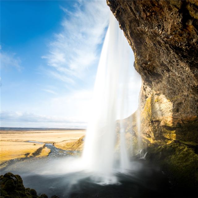 1024x1024 seljalandsfoss iceland waterfall 5k - 4k iPad Wallpaper