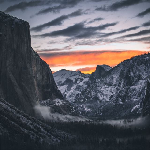 1024x1024 mountain range peak ice cliff scenery landscape 5k - mountains iPad Wallpaper