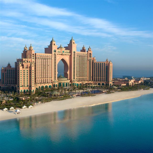 1024x1024 Atlantis The Palm - cyan iPad Wallpaper