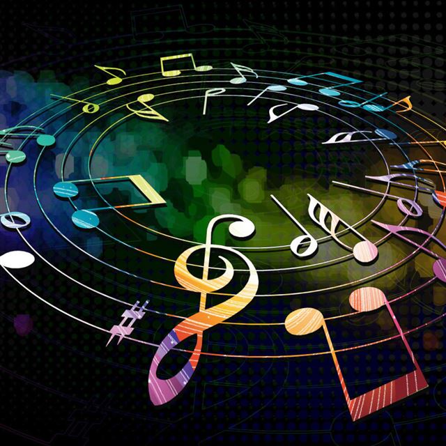 1024x1024 Colorful Musical Notes - circle iPad Wallpaper