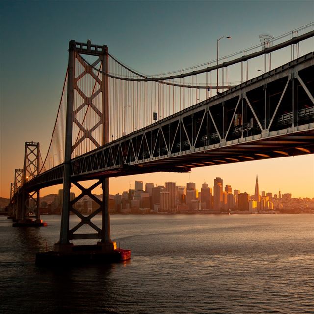 1024x1024 Downtown Bay Bridge Sa - orange iPad Wallpaper