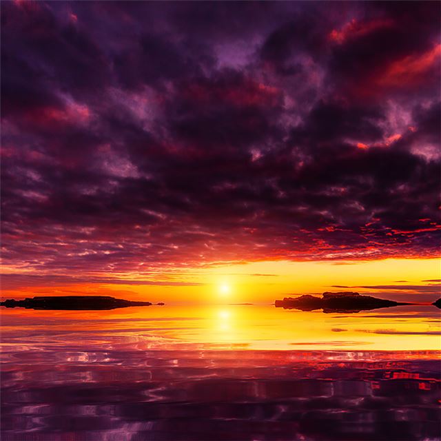 1024x1024 fiery sunset 4k - sunset iPad Wallpaper