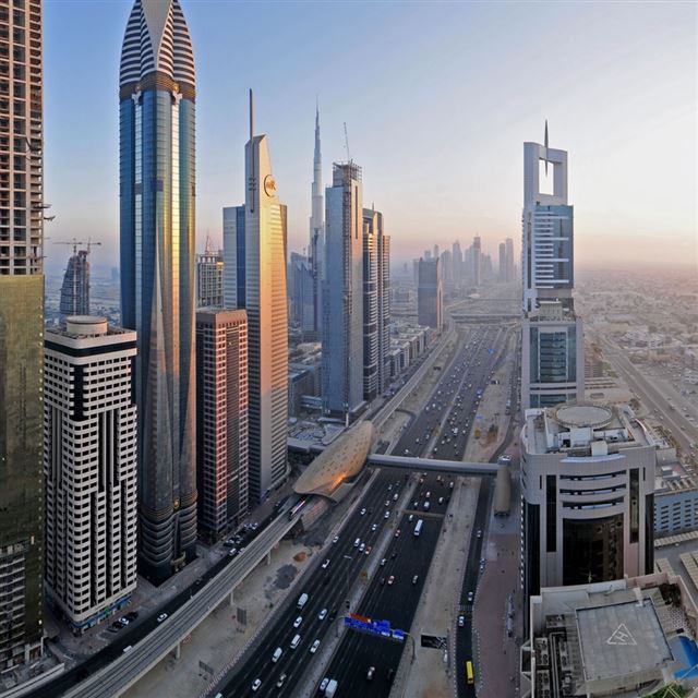 1024x1024 Downtown Dubai Widescreen - road iPad Wallpaper