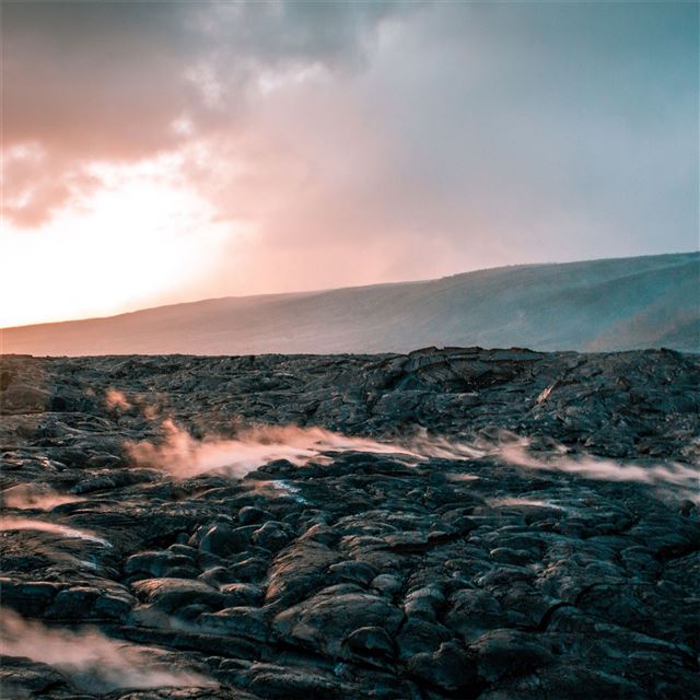 1024x1024 rocks early morning steam 5k - rocks iPad Wallpaper