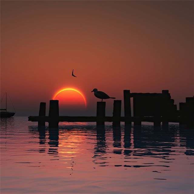 1024x1024 sunset vue 4k - deviantart iPad Wallpaper