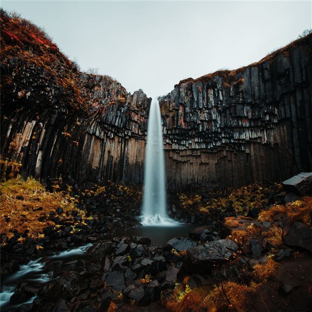 1024x1024 waterfall forest 5k - forest iPad Wallpaper