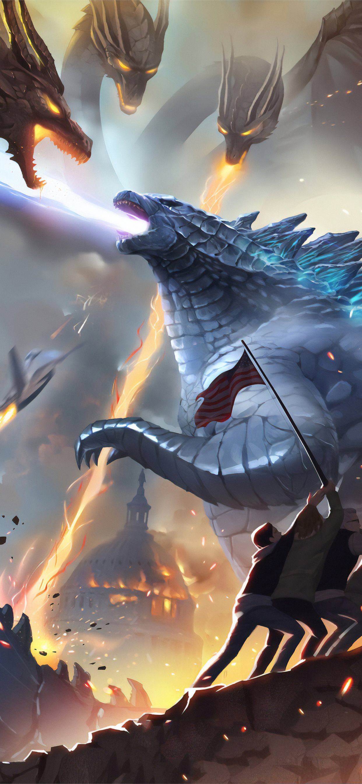 Download Epic Battle: Godzilla Vs King Ghidorah Wallpaper | Wallpapers.com