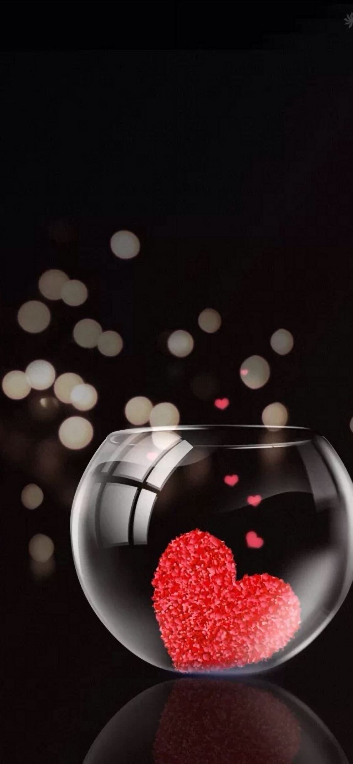 Glass jar of hearts iPhone wallpaper 