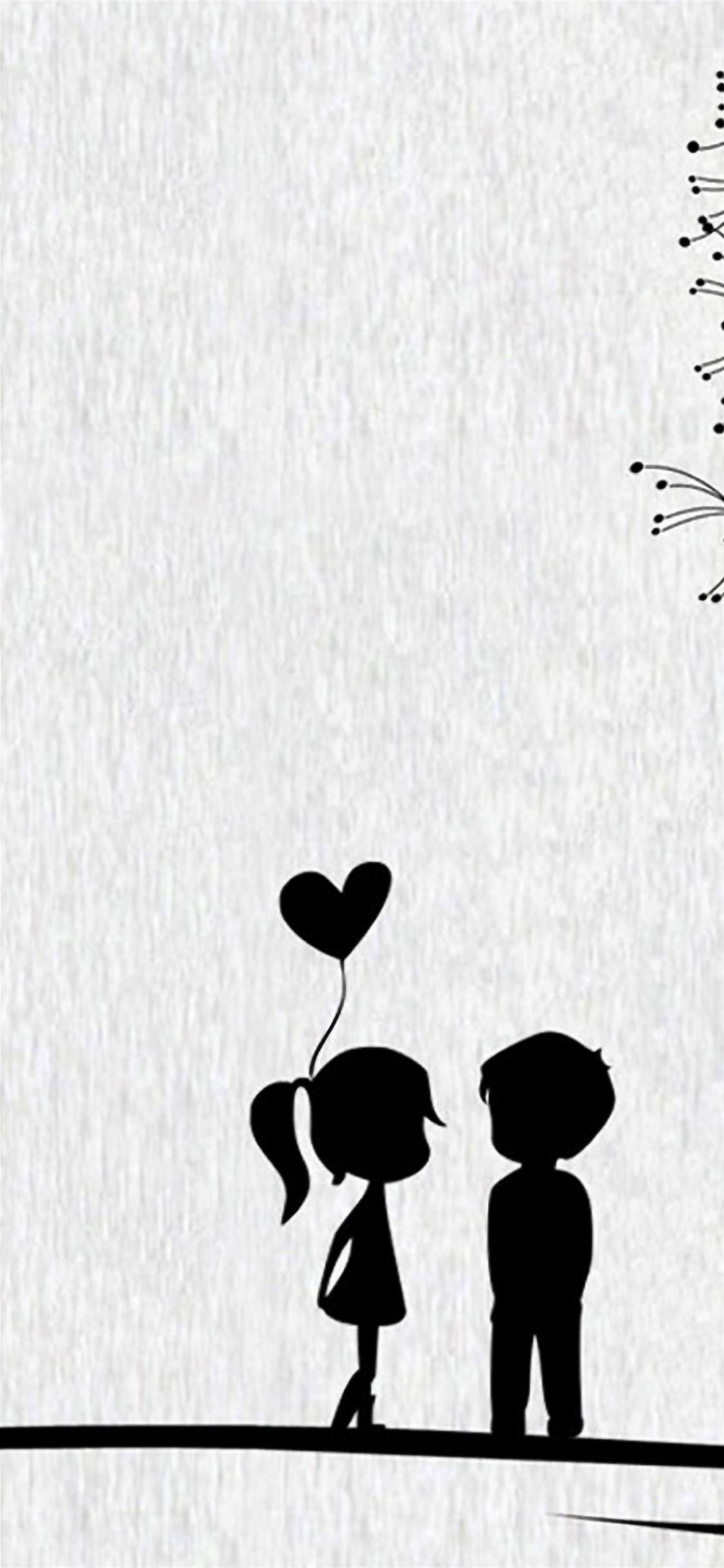 Love Cute Cartoon Little Couple iPhone wallpaper 