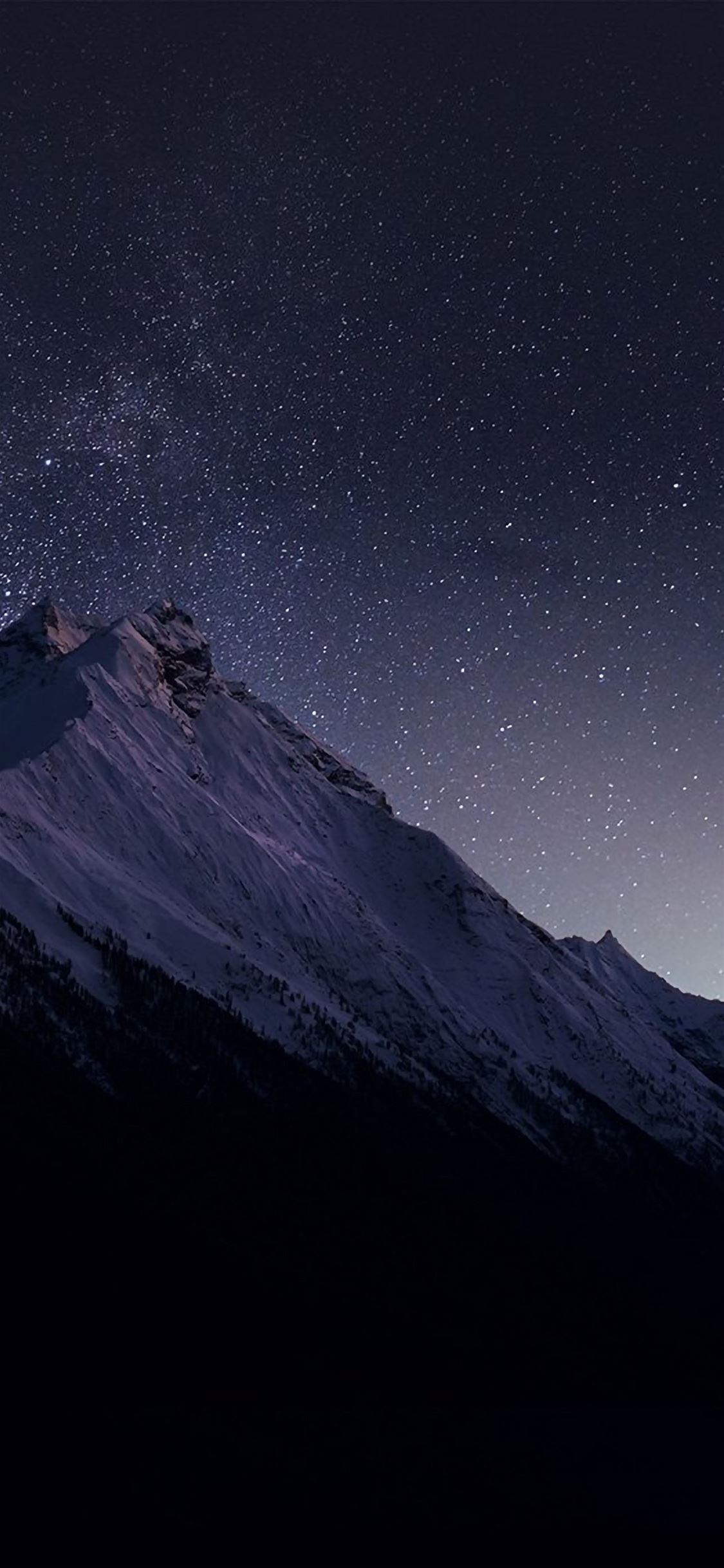 Mountain Night Snow Dark Star iPhone wallpaper 