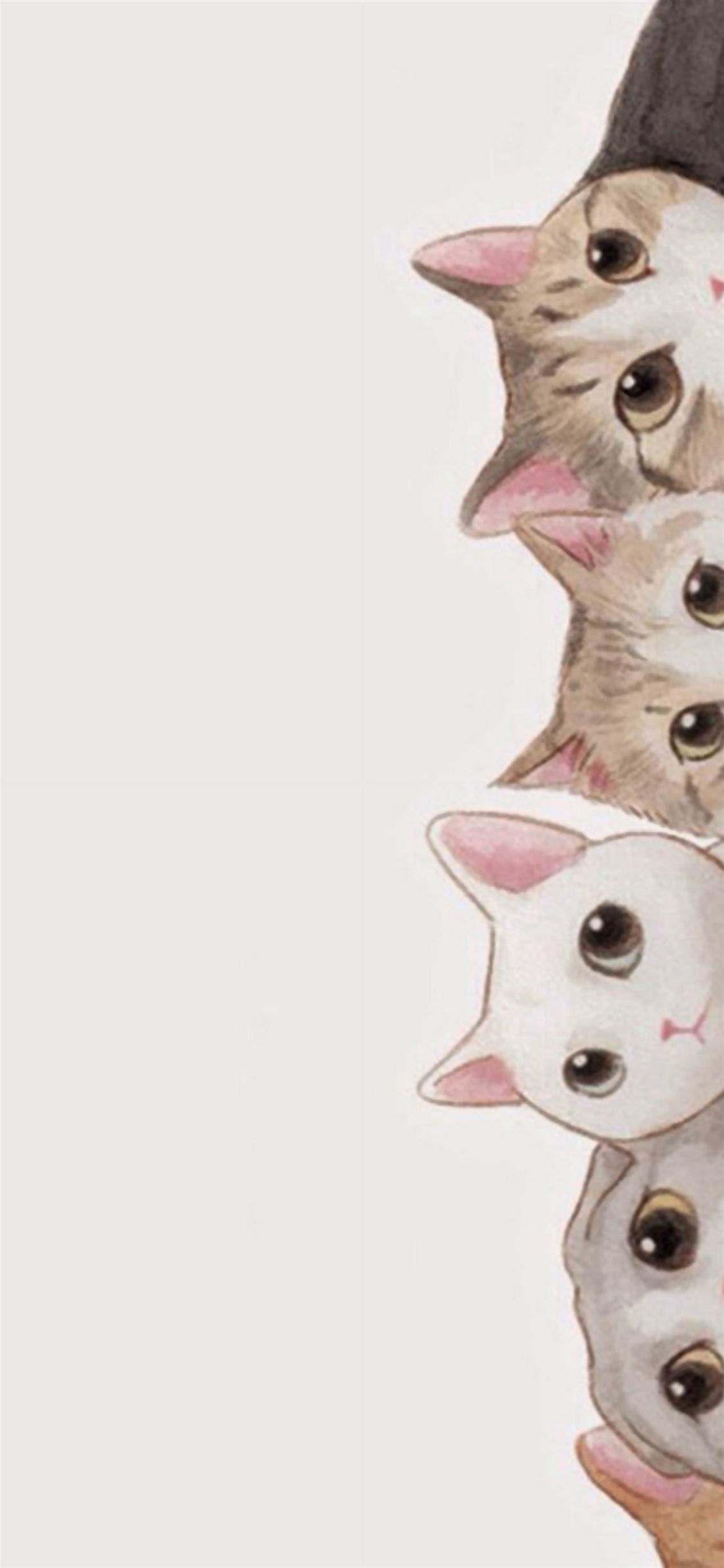 Cute Cats Vertical Aligned Illustration iPhone wallpaper 