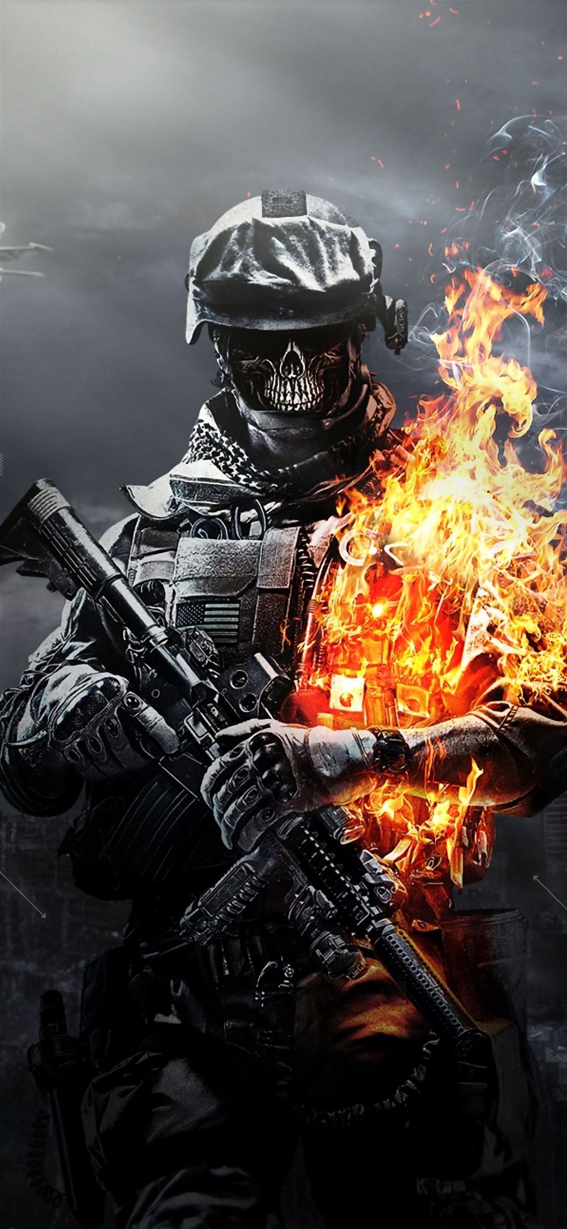Battlefield 3 Skulls Fire iPhone wallpaper 