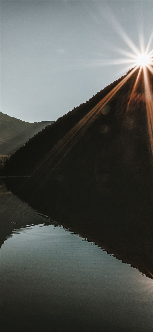 1125x2436 sunrise reflection mountains 5k - 5k iPhone 11 Wallpaper