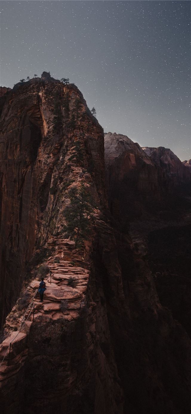 1125x2436 photo of brown mountain trail - star iPhone 11 Wallpaper