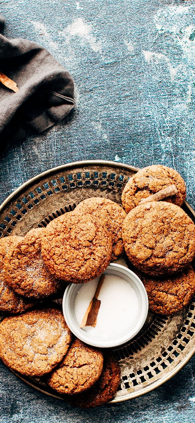 1125x2436 platter of cookies on top of blue surface - fall iPhone 11 Wallpaper