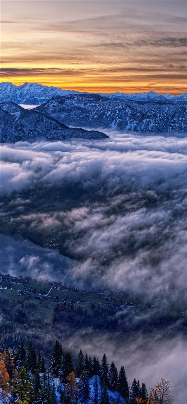 1125x2436 austria cloud horizon landscape mountain nature pa... - 4k iPhone 11 Wallpaper