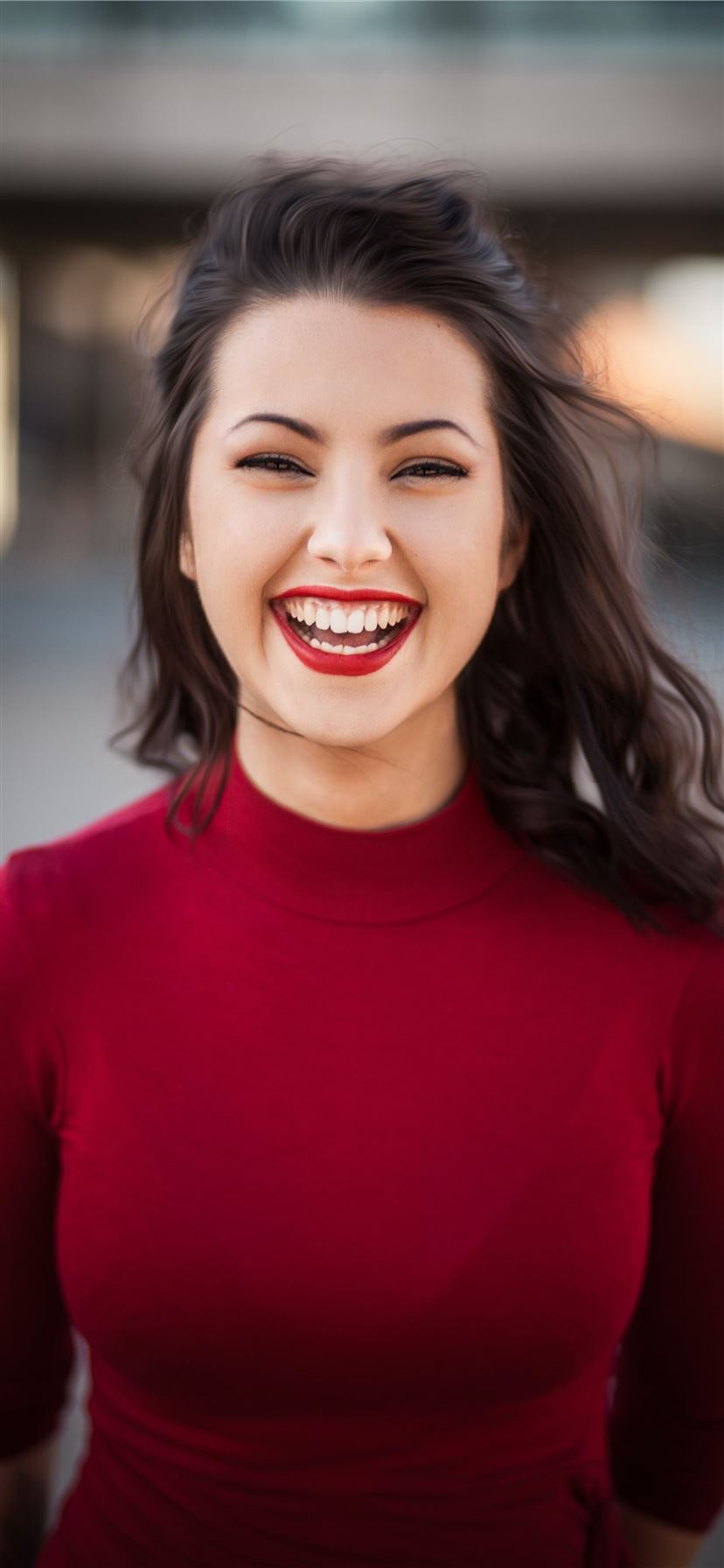closeup photography of woman smiling iPhone 11 wallpaper 