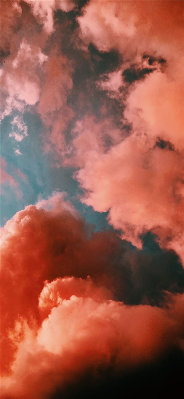 1125x2436 orange smoke on blue background - orange iPhone 11 Wallpaper