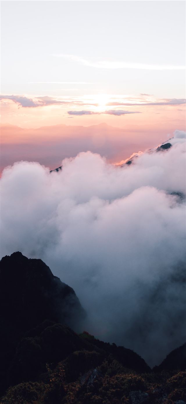 1125x2436 sea of clouds - sunset iPhone 11 Wallpaper