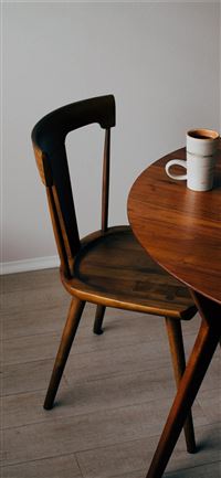 white ceramic mug on brown wooden table iPhone 11 wallpaper