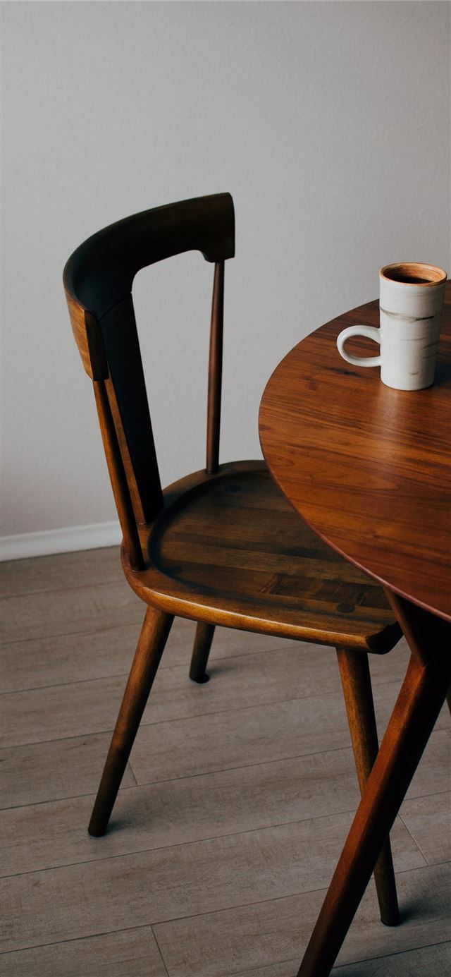 1125x2436 white ceramic mug on brown wooden table - coffee iPhone 11 Wallpaper