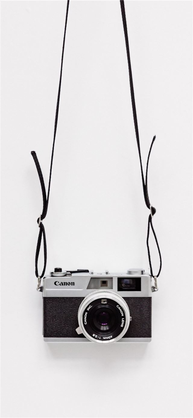 1125x2436 black and gray Canon camera on white surface - black iPhone 11 Wallpaper