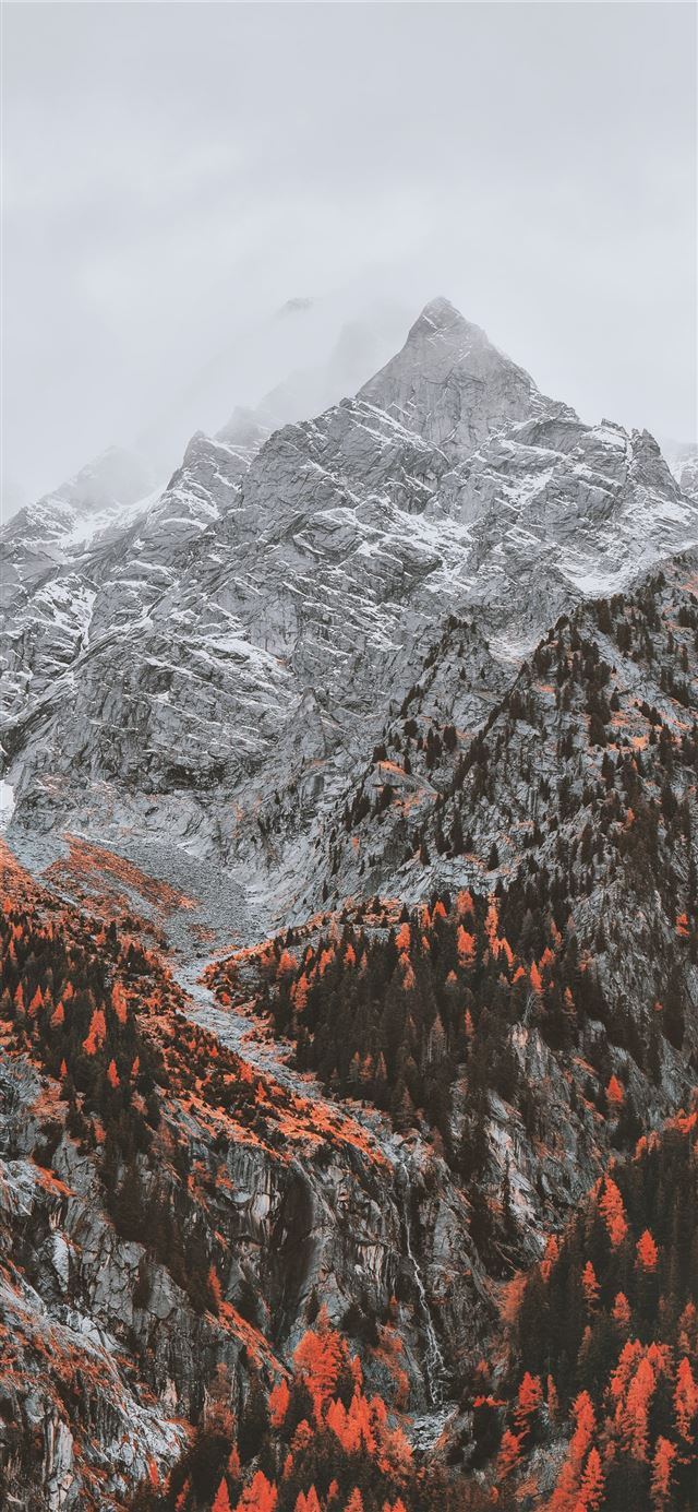 1125x2436 gray mountain under white sky - mountain iPhone 11 Wallpaper