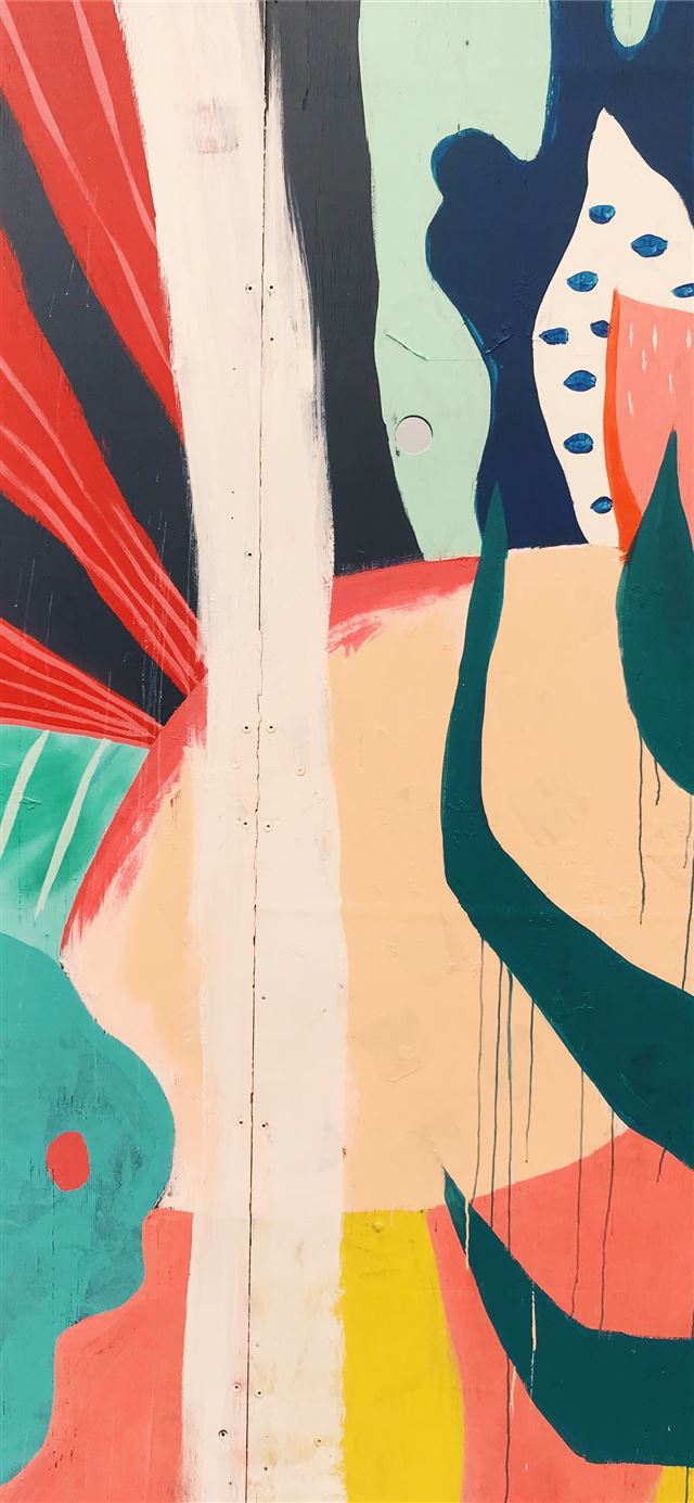 1125x2436 white red and green abstract painting - australia iPhone 11 Wallpaper