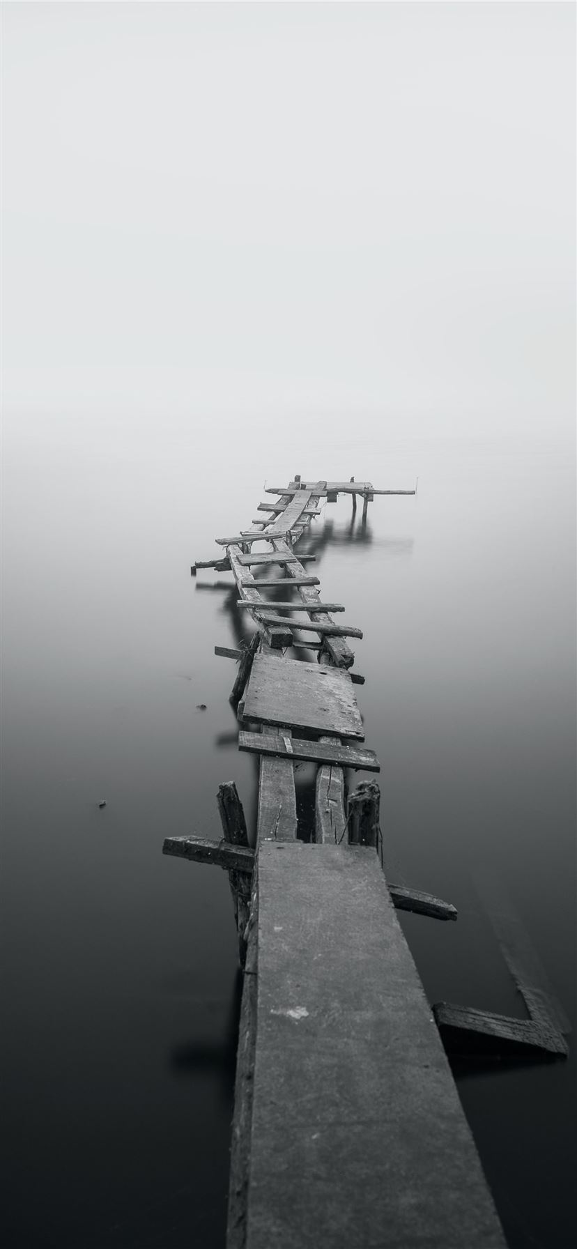 grayscale photo of dock iPhone 11 wallpaper 