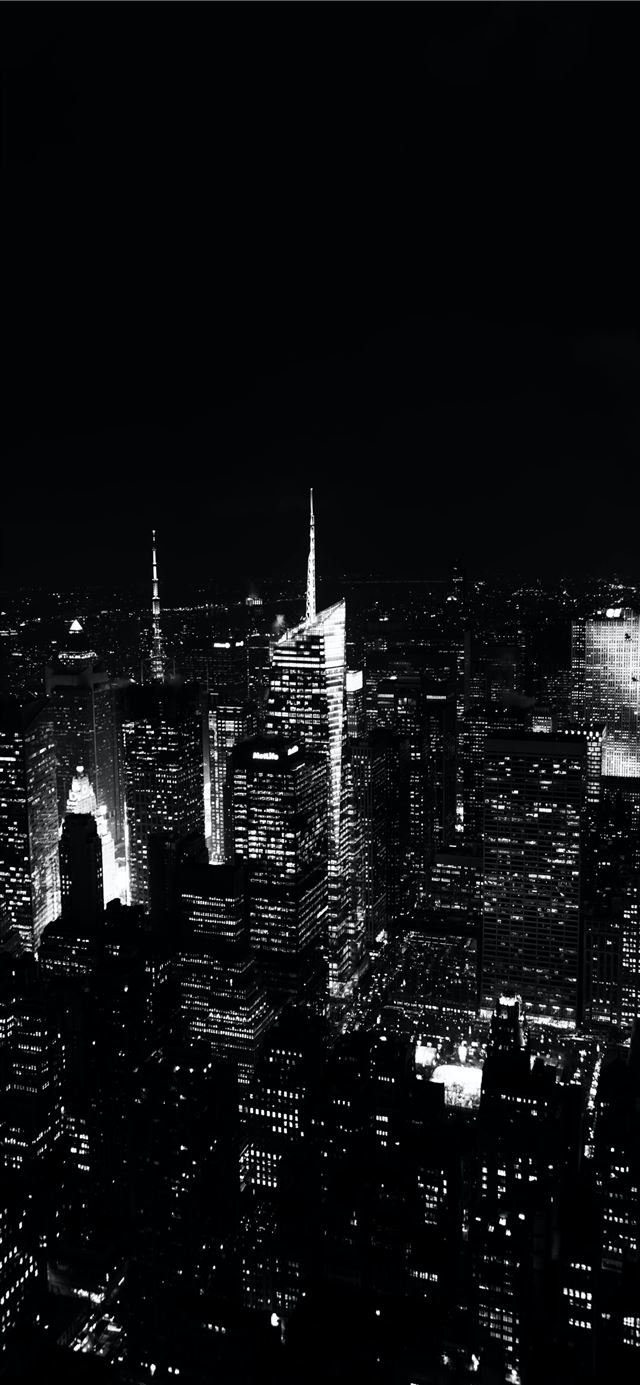 1125x2436 grayscale aerial photography Empire State building - new york iPhone 11 Wallpaper