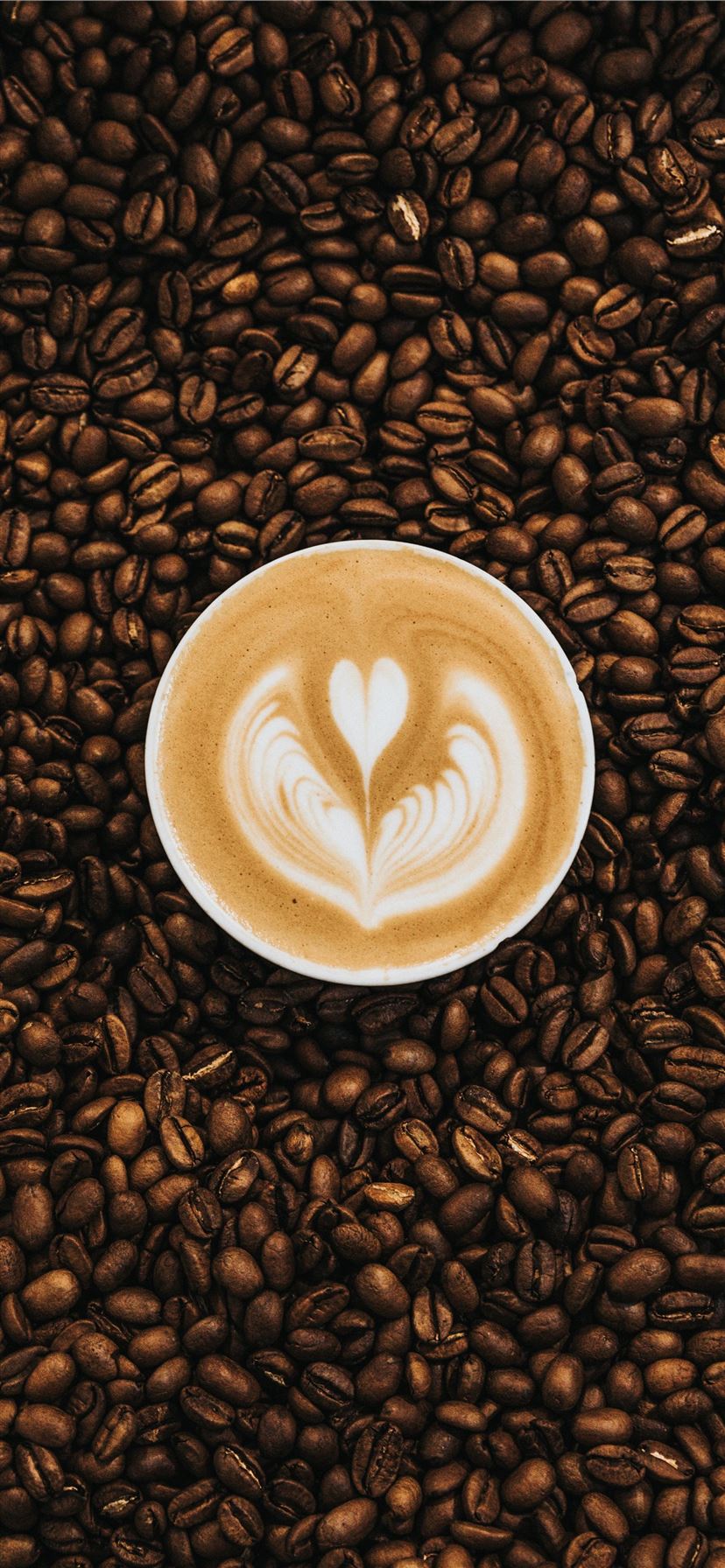 top view photography of heart latte coffee iPhone 11 wallpaper 