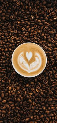top view photography of heart latte coffee iPhone 11 wallpaper