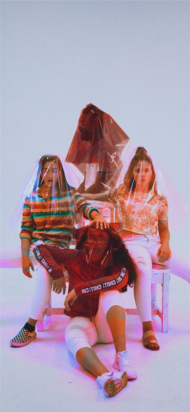 1125x2436 four person sitting on chair with plastic bag cove... - abstract iPhone 11 Wallpaper