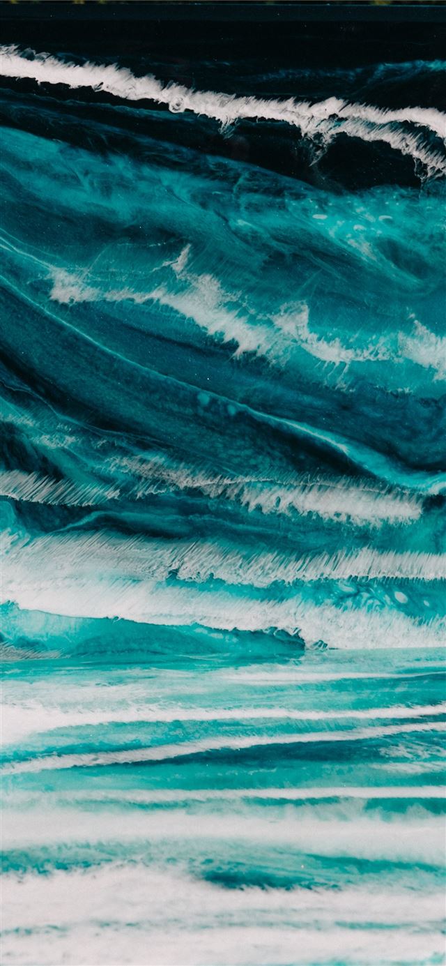 1125x2436 blue and white abstract painting - ocean iPhone 11 Wallpaper