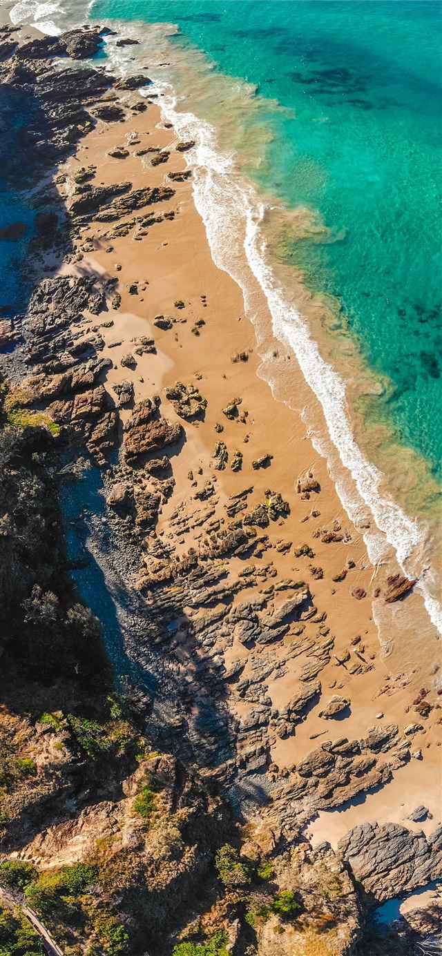 1125x2436 aerial view of beach - scenery iPhone 11 Wallpaper