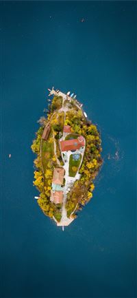 aerial view of island iPhone 11 wallpaper