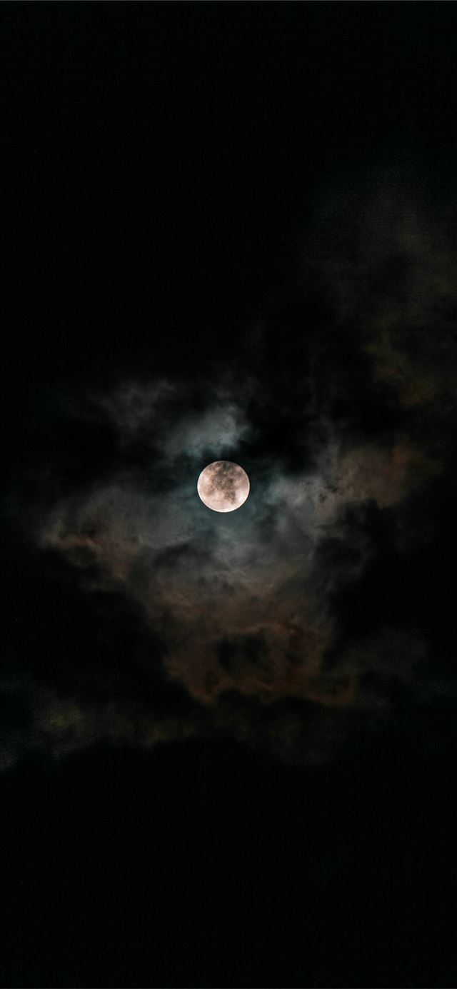 1125x2436 moon covered with clouds at nighttime -  iPhone 11 Wallpaper