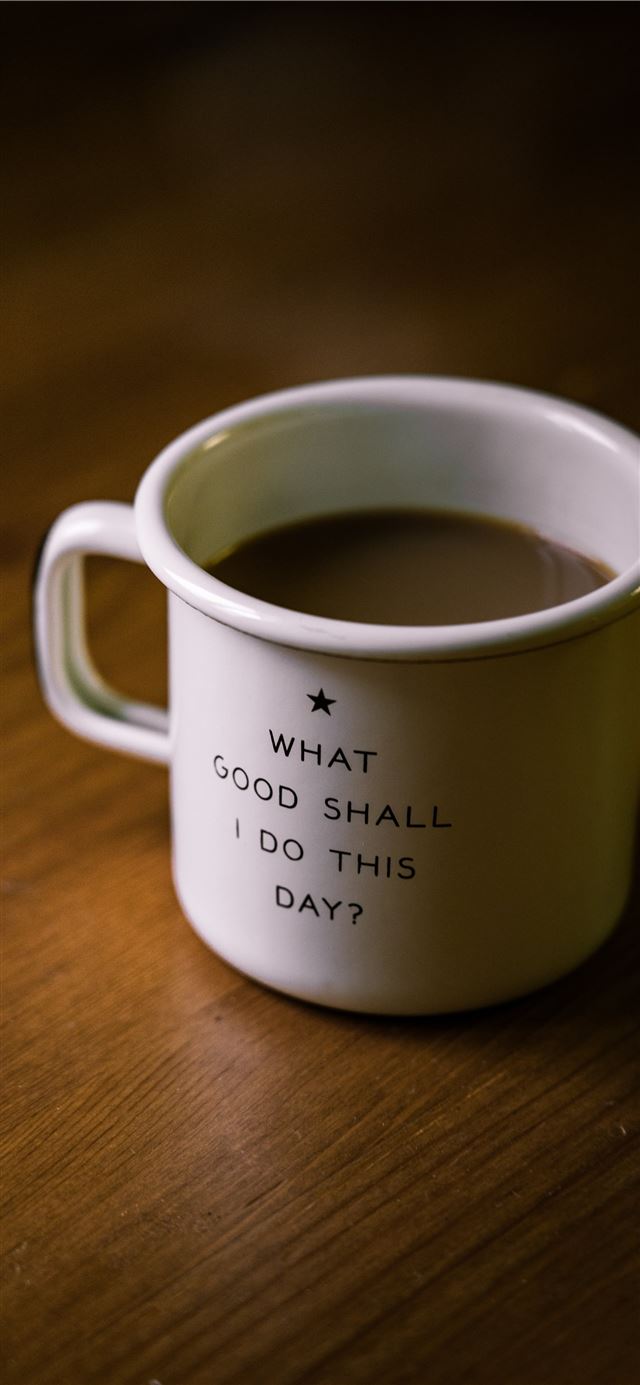 1125x2436 white and black ceramic cup filled with brown liqu... - quotes iPhone 11 Wallpaper