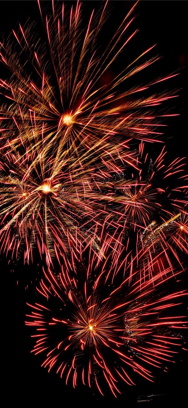1125x2436 red fireworks - party iPhone 11 Wallpaper