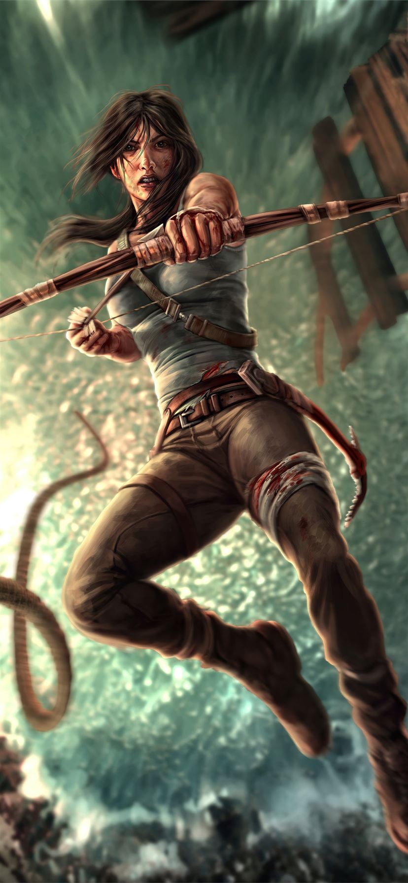 lara croft with bow and arrow iPhone 11 wallpaper 