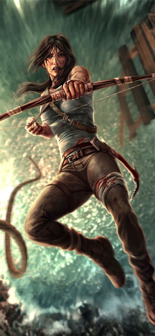 1125x2436 lara croft with bow and arrow - lara croft iPhone 11 Wallpaper